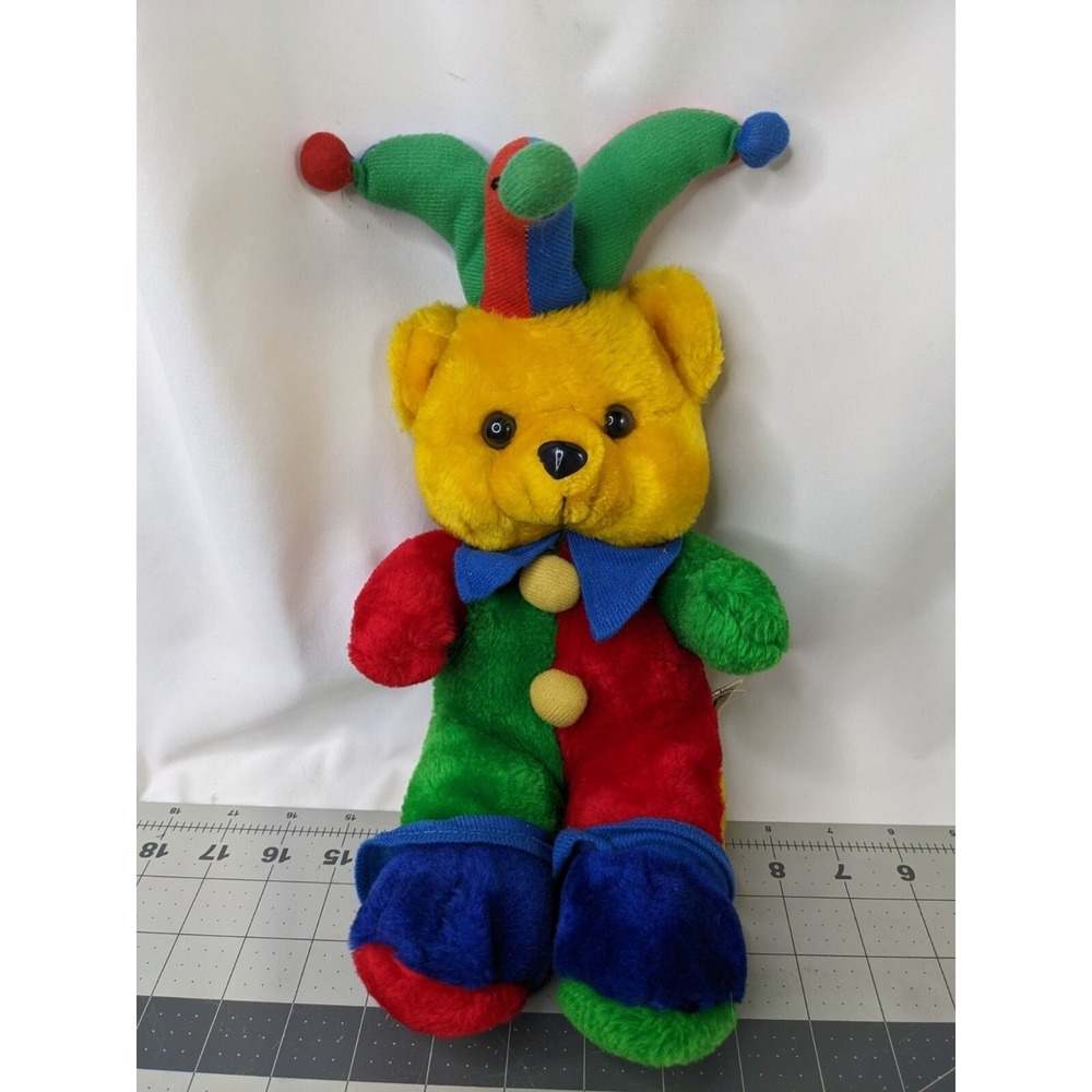 Allentown Clown Jester Bear Plush Color Block Primary 14 Inch Stuffed Animal Toy